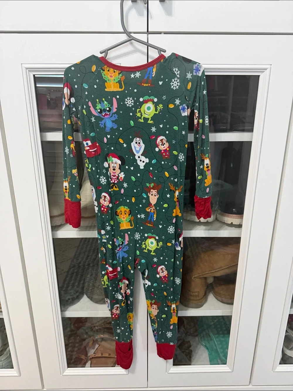 Disney Green Holiday Character One-Piece Pajamas
